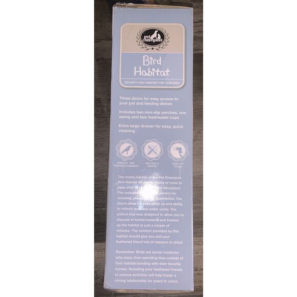 PET CHAMPION 15" SMALL BIRD WIRE HABITAT WITH FLAT ROOF, WHITE *DM - Picture 6 of 9